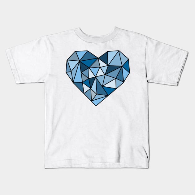 Blue Crystal Heart Kids T-Shirt by UnseenGhost